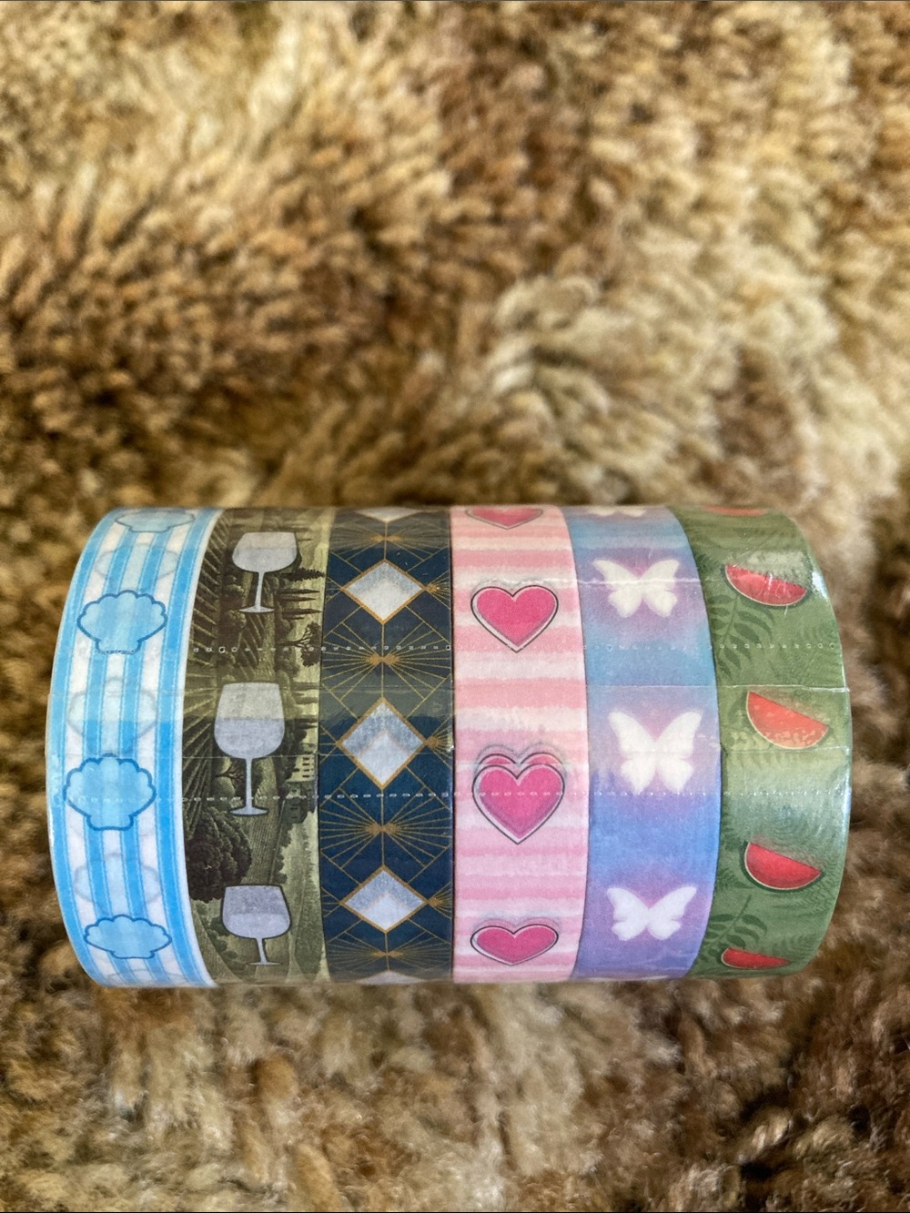 Decorative Multi-Pattern Washi Tape Set - Pink, Blue, Green, Navy